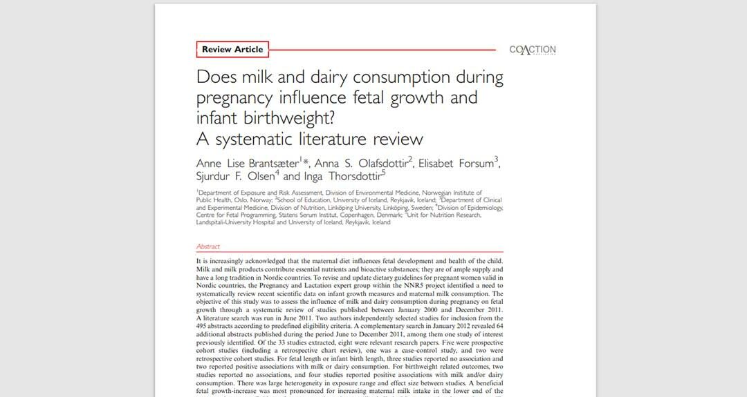 Does milk and dairy consumption during pregnancy influence fetal growth and infant birthweight?