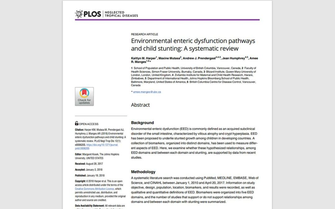 Environmental enteric dysfunction pathways and child stunting: A systematic review