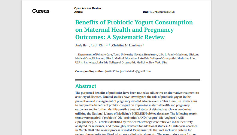 Benefits of probiotic yogurt consumption on maternal health and pregnancy outcomes: A systematic review